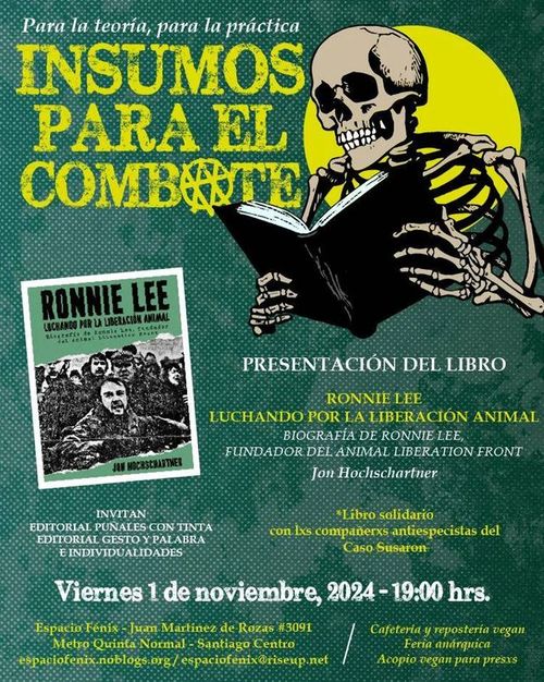 Insumos para el combate: Presentación del libro Ronnie Lee, luchando por la liberación animal